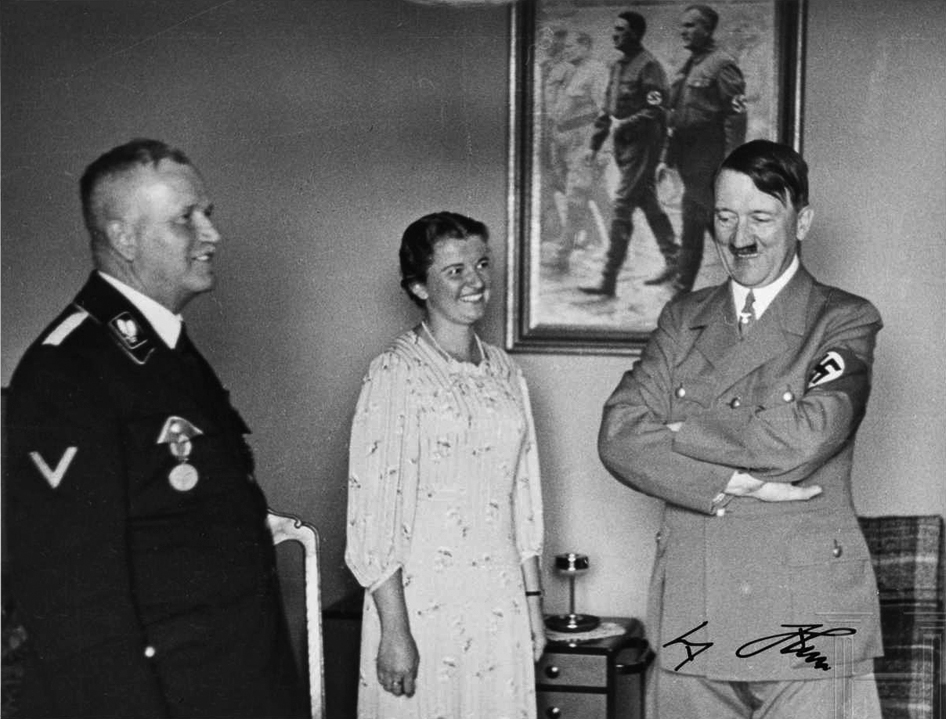 Hitler with Ulrich Graf and his wife for Graf's 60th Birthday in his Munich appartment
